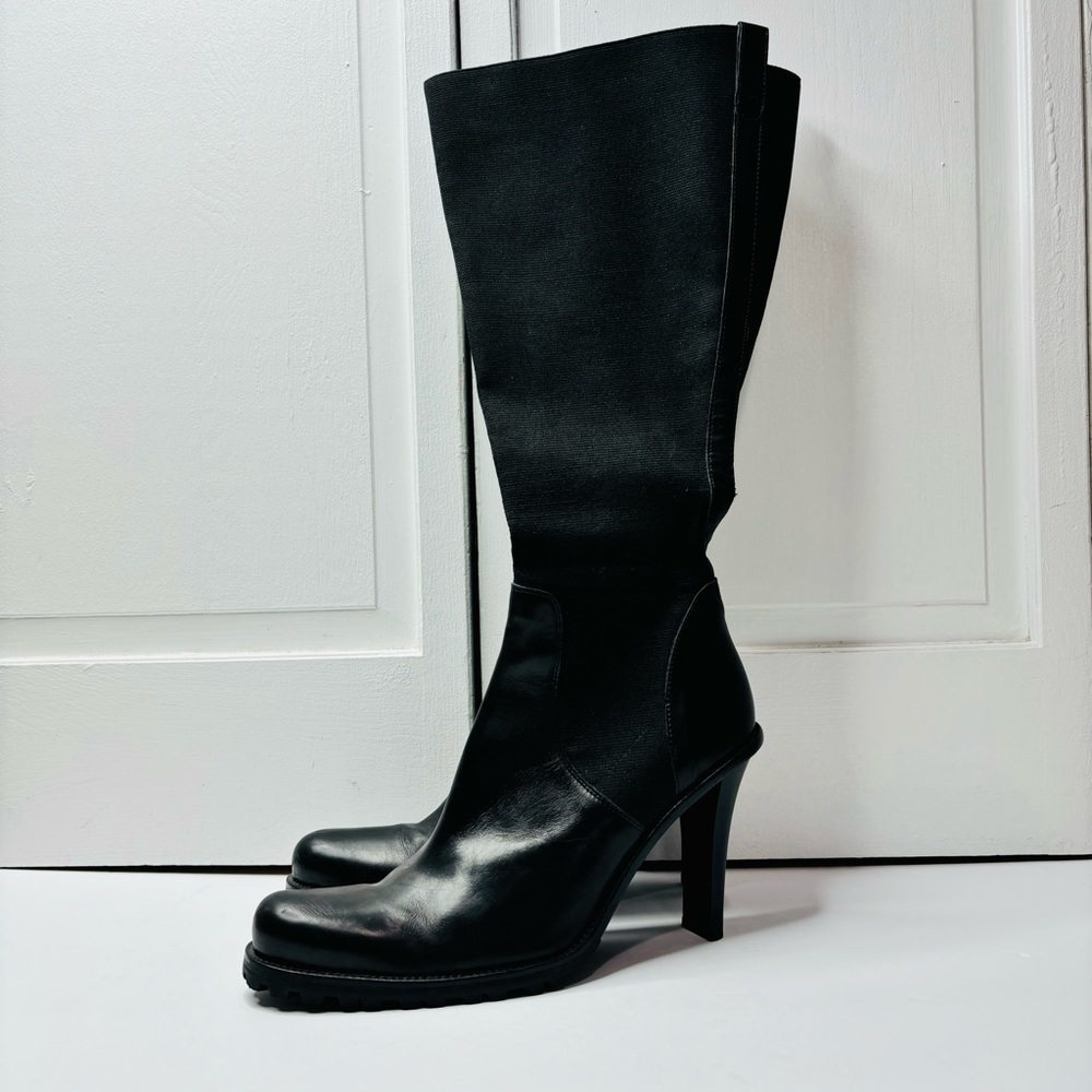 DONALD J. PLINER Leather Heeled Round Toe Boots Size 9.5